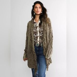 Cable Knit Cardigan Sweater by Sterling & Stitch, Western/Festival,Grunge. S/M